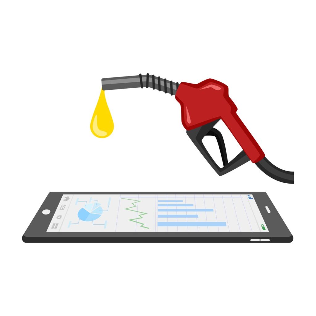 Fuel filling nozzle above GPS fuel tracking system